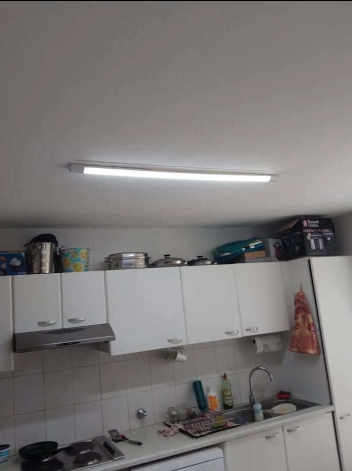 Kitchen ceiling light fitting installed
