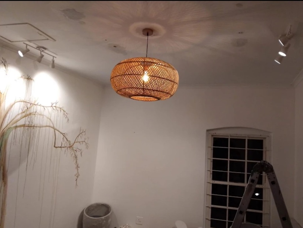 Pendant light fitted in a living area